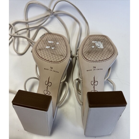 Jessica Simpson Women’s Meana Ankle Wrap Strappy Sandal Ivory Size 7 heeled - Picture 8 of 8